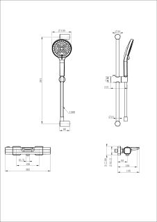 Смеситель для ванны с душевым гарнитуром Wonzon & Woghand Plate WW-C2017-A-CR с термостатом хром